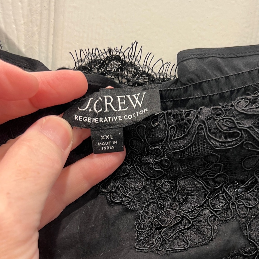 J.Crew Black Cotton and Lace Trim Dress included with snap-in blk slip cami - Picture 4 of 10
